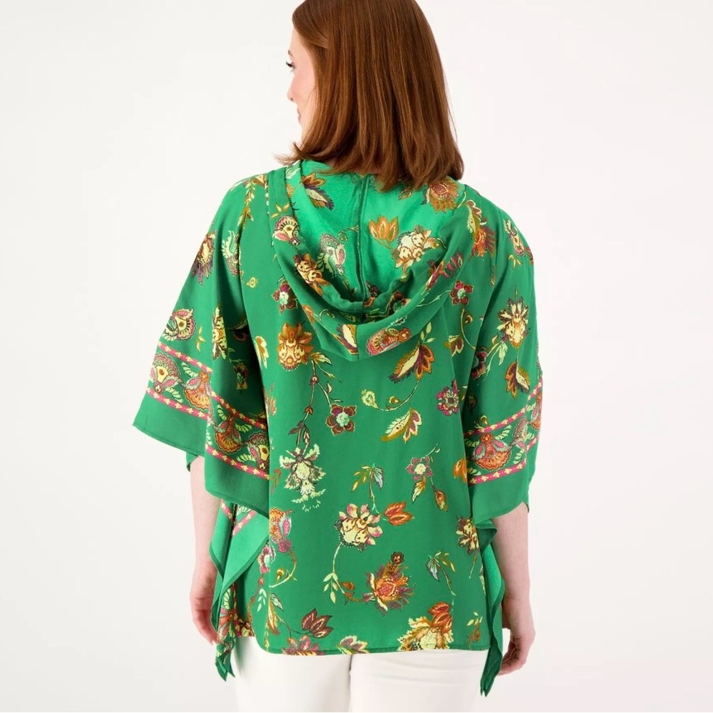 Belle by Kim Gravel Boho Brights Border Hooded Poncho - Picture 3 of 5
